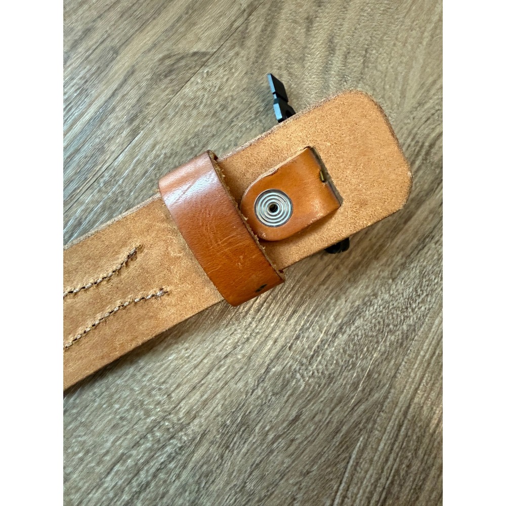 Bianchi B4 Rangler Tan Basketweave Leather Belt Solid Brass Buckle Size 36 Mens - Picture 12 of 13